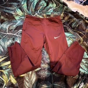 Maroon Nike Crop Leggings